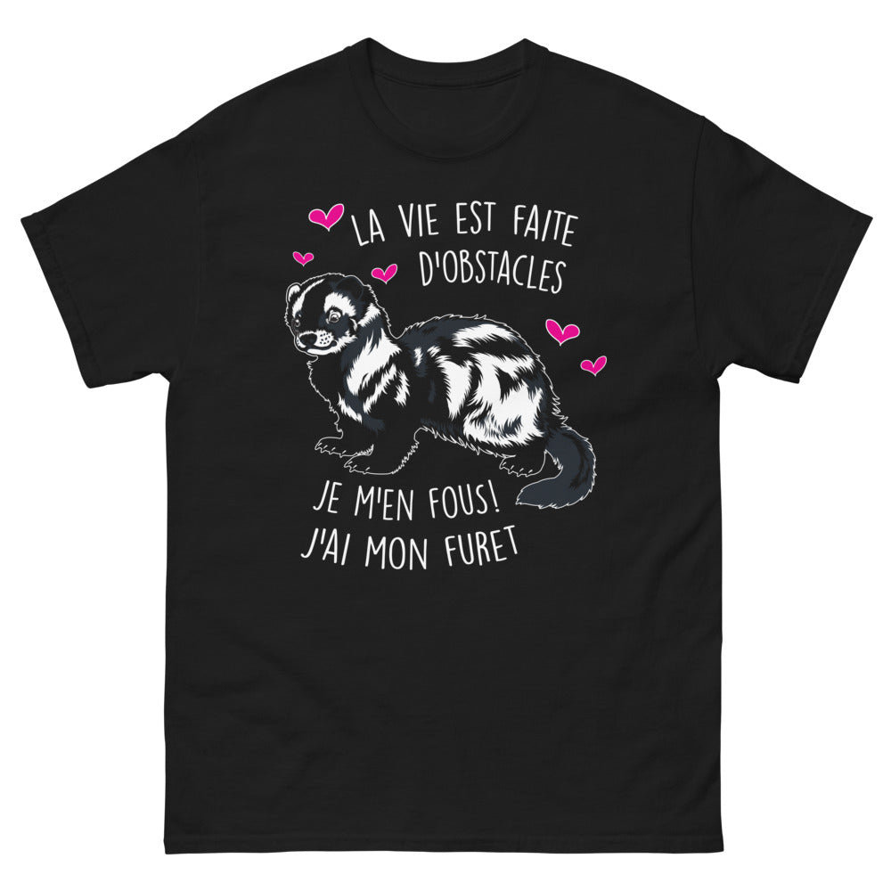 T-shirt Furets noir - La vie est faite d'obstacles, j'ai mon Furet