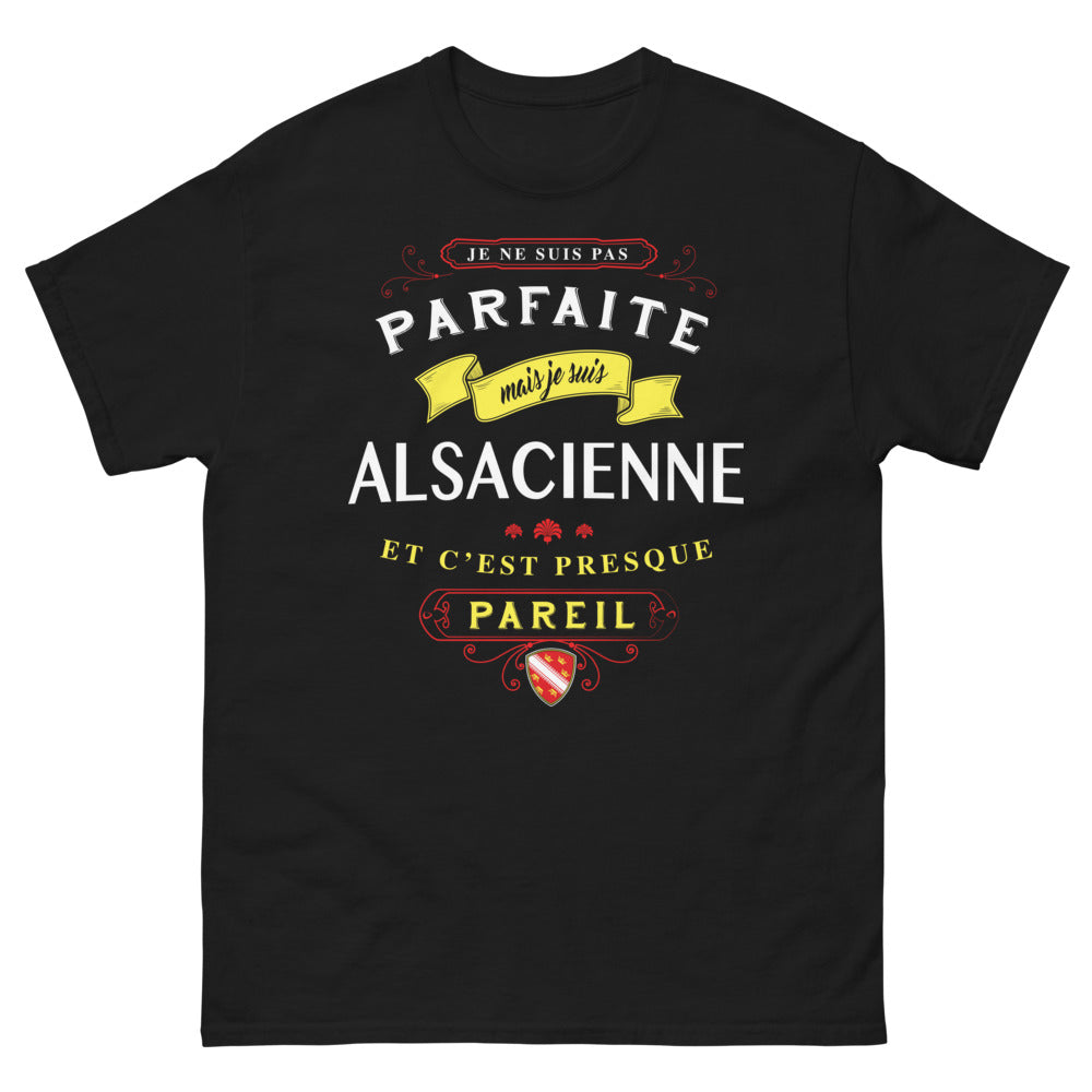 T-shirt Alsace noir - Je ne suis pas parfaite mais je suis Alsacienne