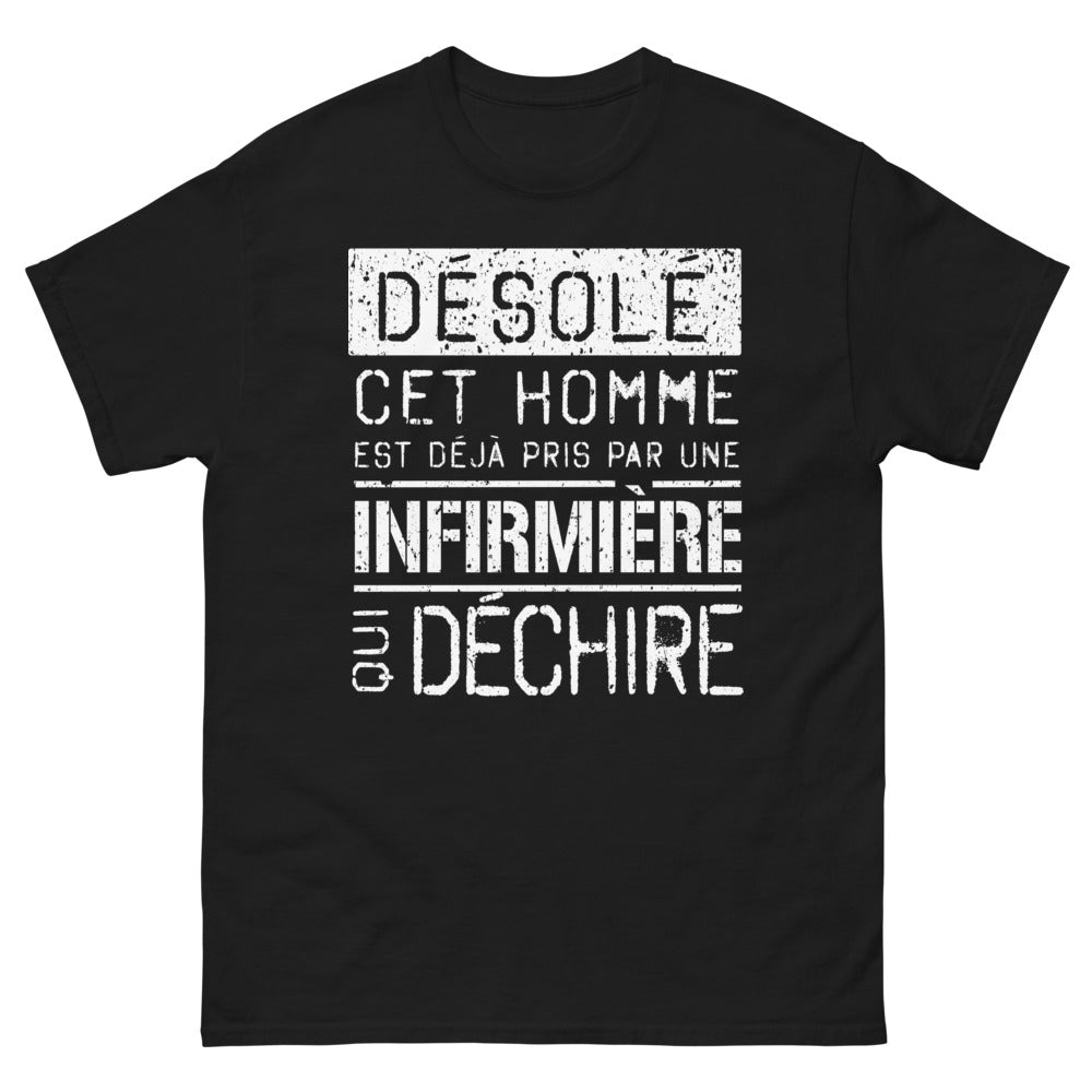 T-shirt Infirmière noir - Désolé, cet homme est déjà pris