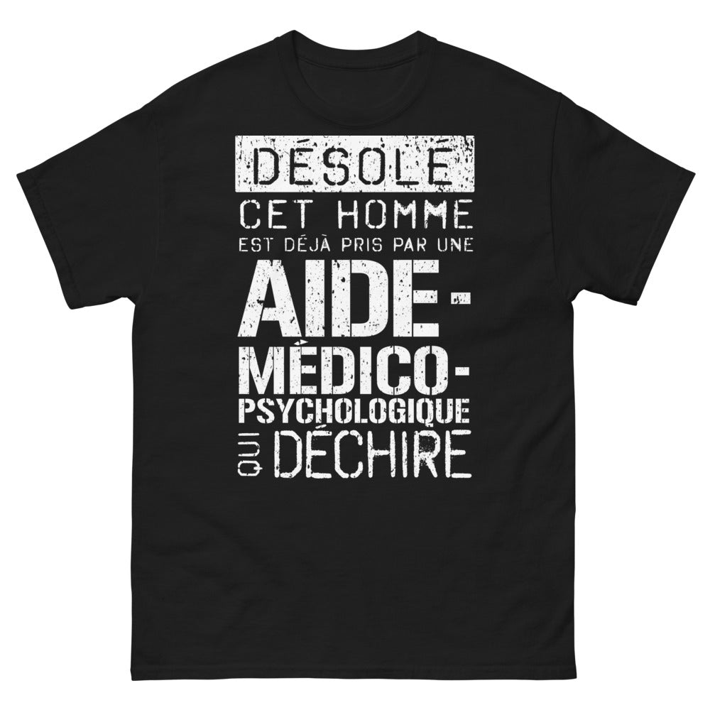 T-shirt aide médico-psychologique noir - Désolé, déjà pris