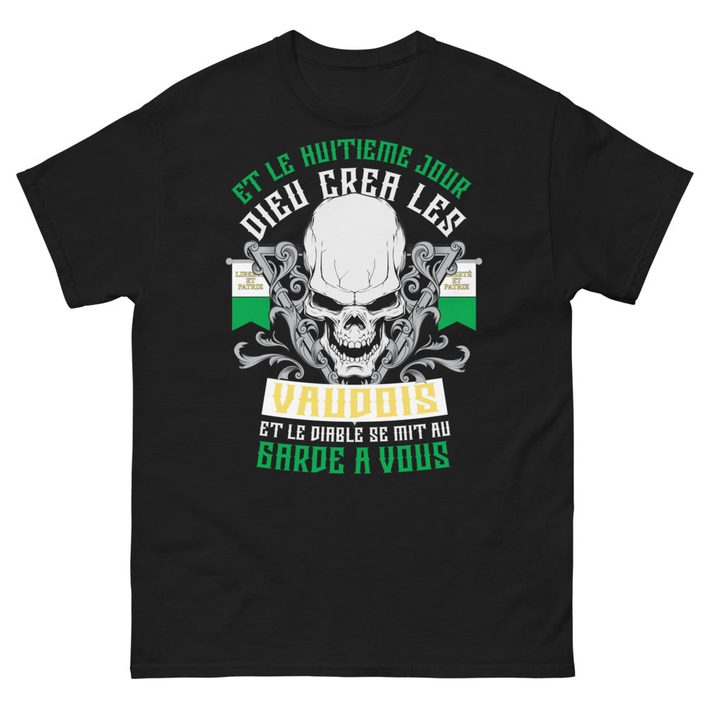 T-shirt Vaudois noir - Et le huitième jour Dieu créa les Vaudois