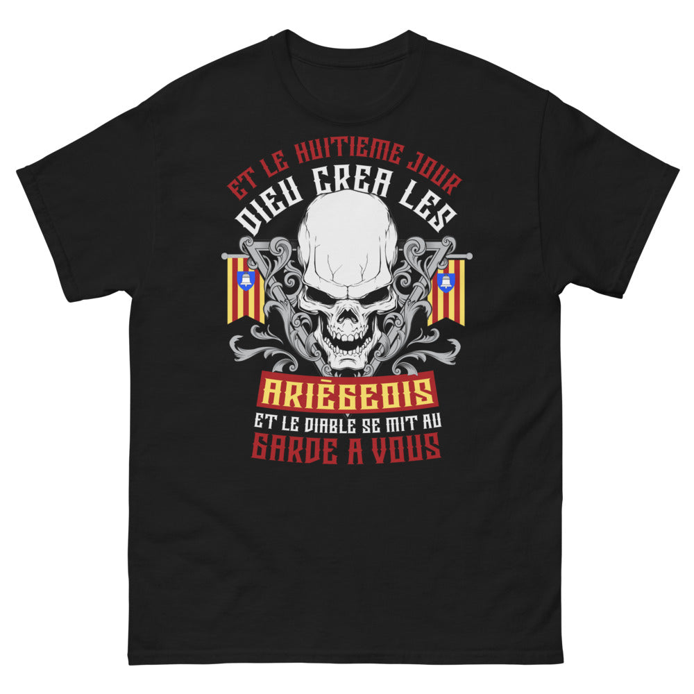 T-shirt Ariège noir - Quand Dieu créa l'Ariège