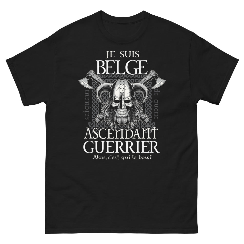 T-shirt Belge noir - Je suis Belge ascendant guerrier