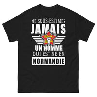 Thumbnail for T-shirt Normandie noir - Ne sous-estimez jamais un homme né en Normandie