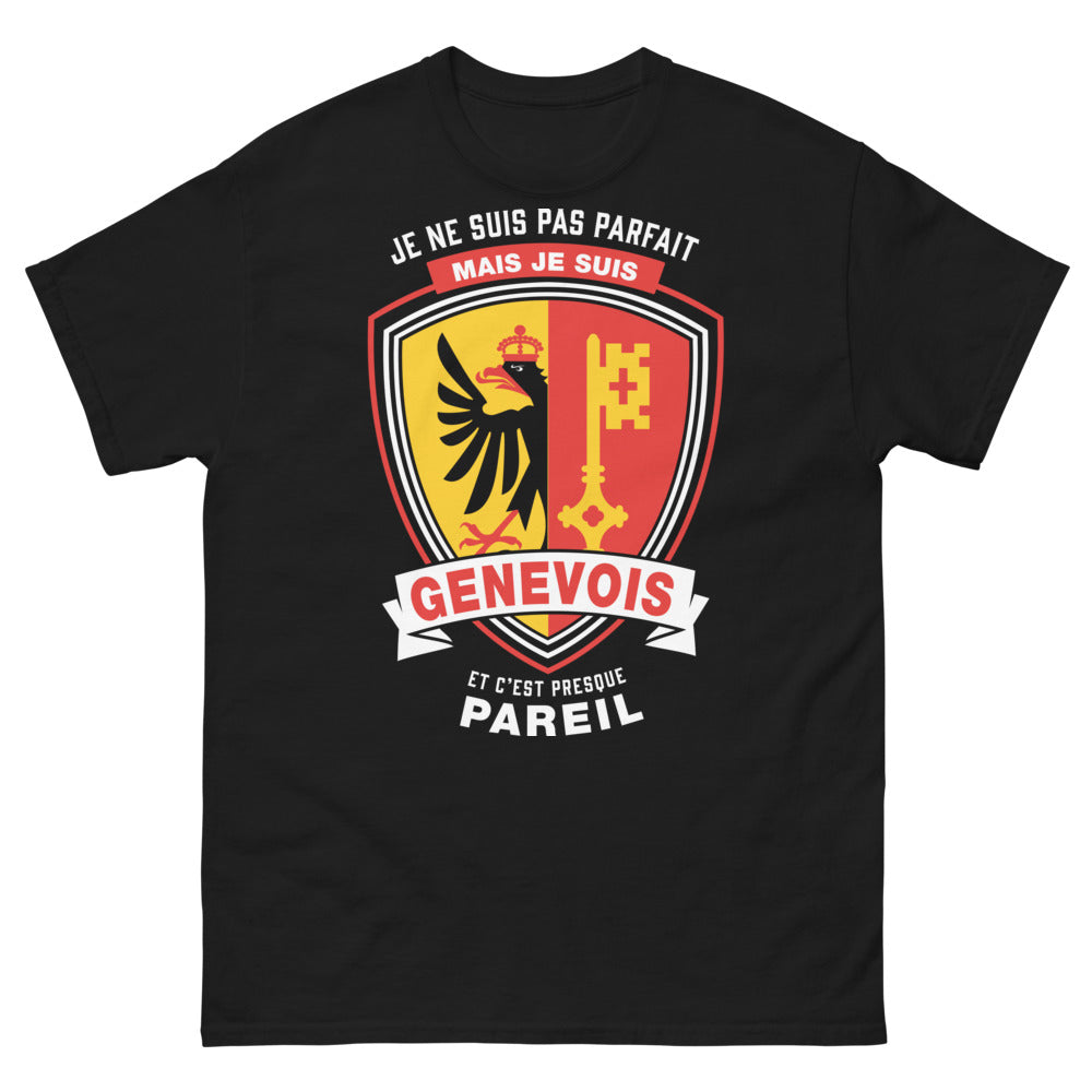 T-shirt Genevois noir - Je ne suis pas parfait mais c'est presque pareil
