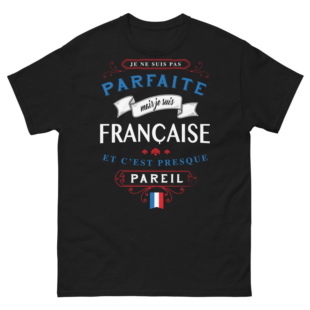 T-shirt Français noir - Je ne suis pas parfaite mais je suis française