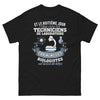 T-shirt Technicien de laboratoire noir - 'Et le huitième jour...' design humoristique