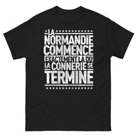 Thumbnail for T-shirt Normandie noir - La Normandie commence là où la connerie se termine
