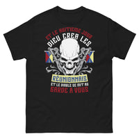 Thumbnail for T-shirt Réunionnais noir - Dieu créa les Réunionnais, diable au garde-à-vous