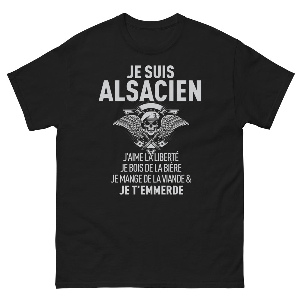 T-shirt Alsacien noir - Je suis Alsacien, j'aime la liberté