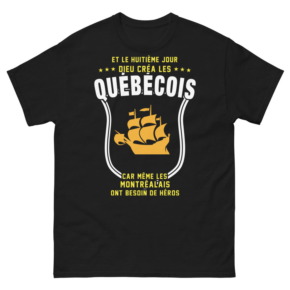 T-shirt Québécois et héros montréalais noir - clin d'œil québécois