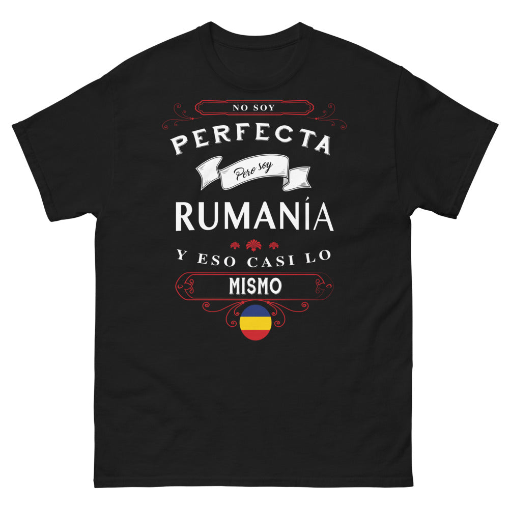 T-shirt Roumanie noir - No soy perfecta, soy rumana