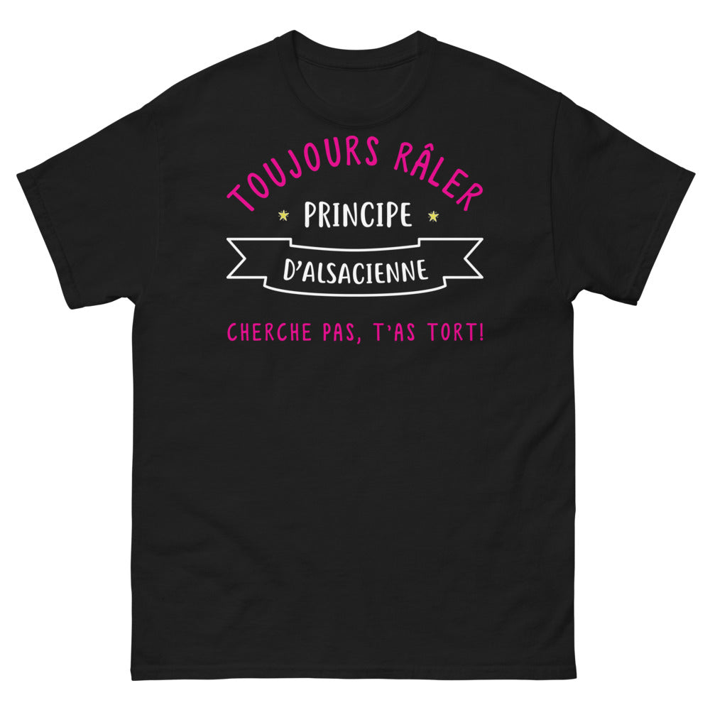 T-shirt Alsace noir face - Toujours râler - Alsace fière