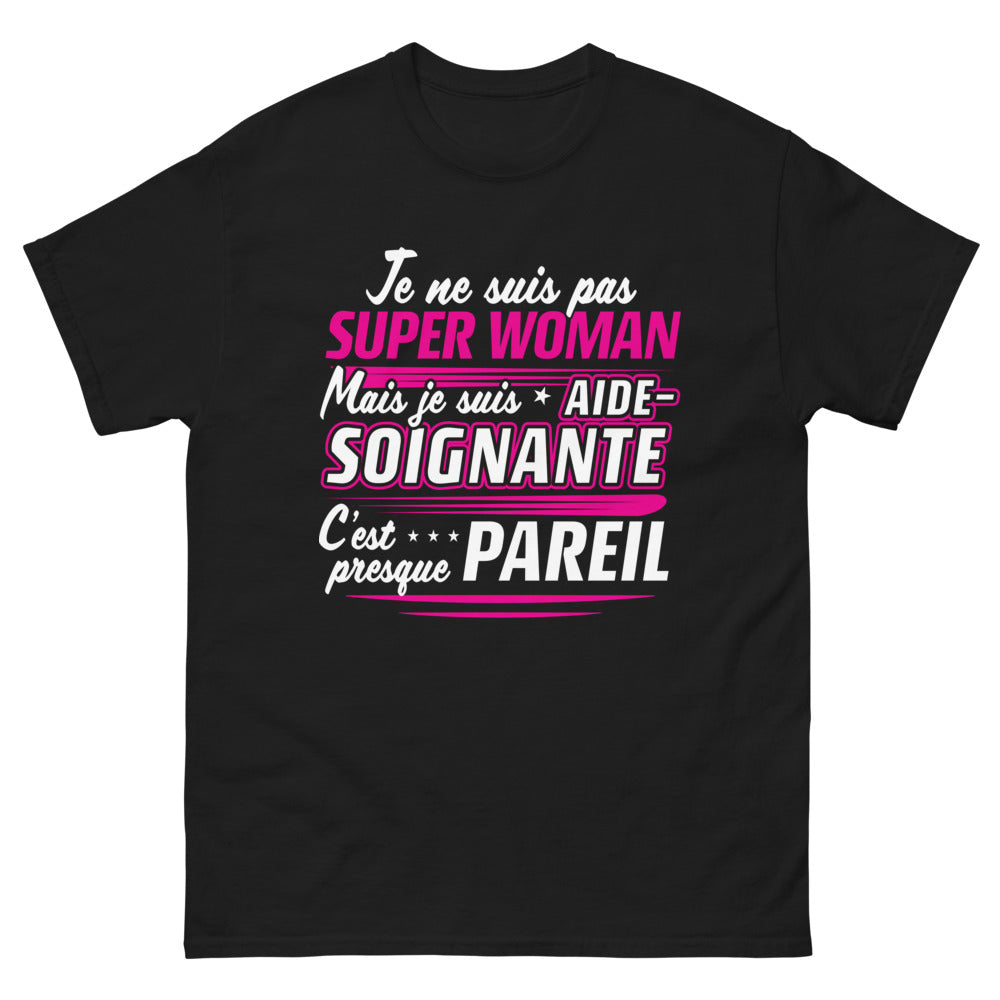 T-shirt aide-soignante noir - presque super woman