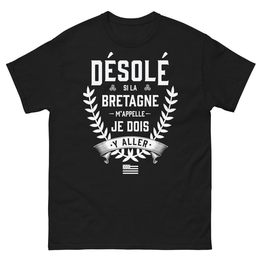 T-shirt Bretagne noir - Désolé, Bretagne m'appelle