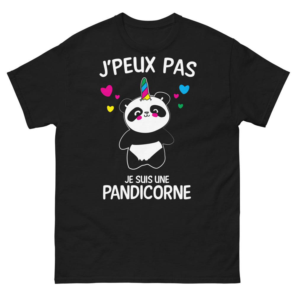 T-shirt Pandicorne noir - Je peux pas, je suis une pandicorne