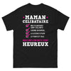 T-shirt Maman Célibataire Heureuse noir - joie au quotidien