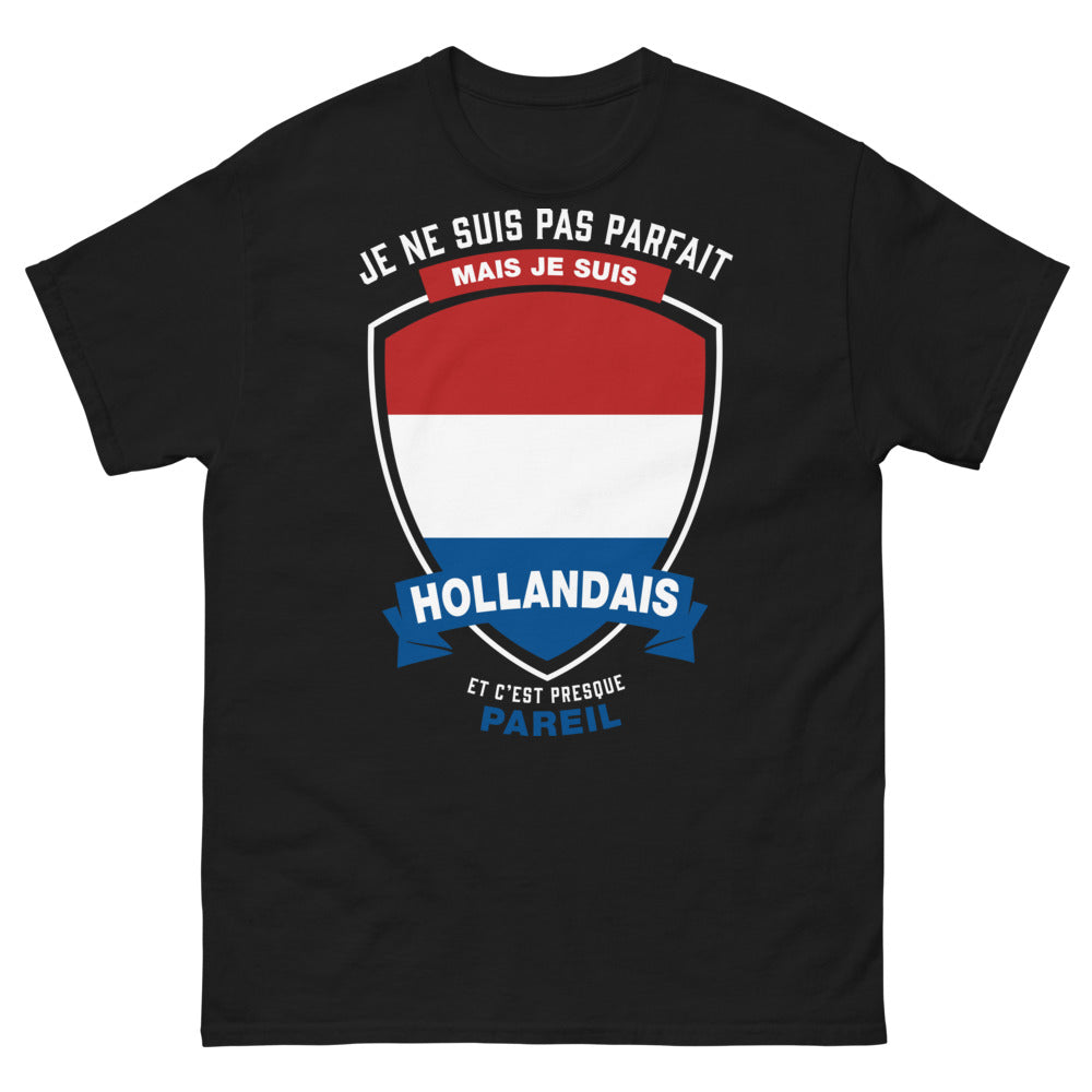 T-shirt hollandais noir - Je ne suis pas parfait mais je suis hollandais
