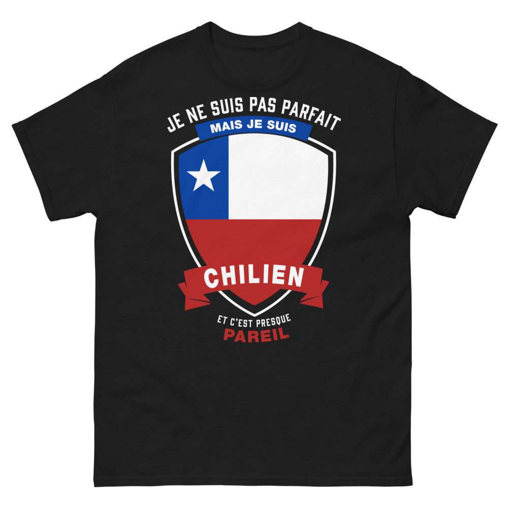 T-shirt Chilien noir - Je ne suis pas parfait mais je suis chilien
