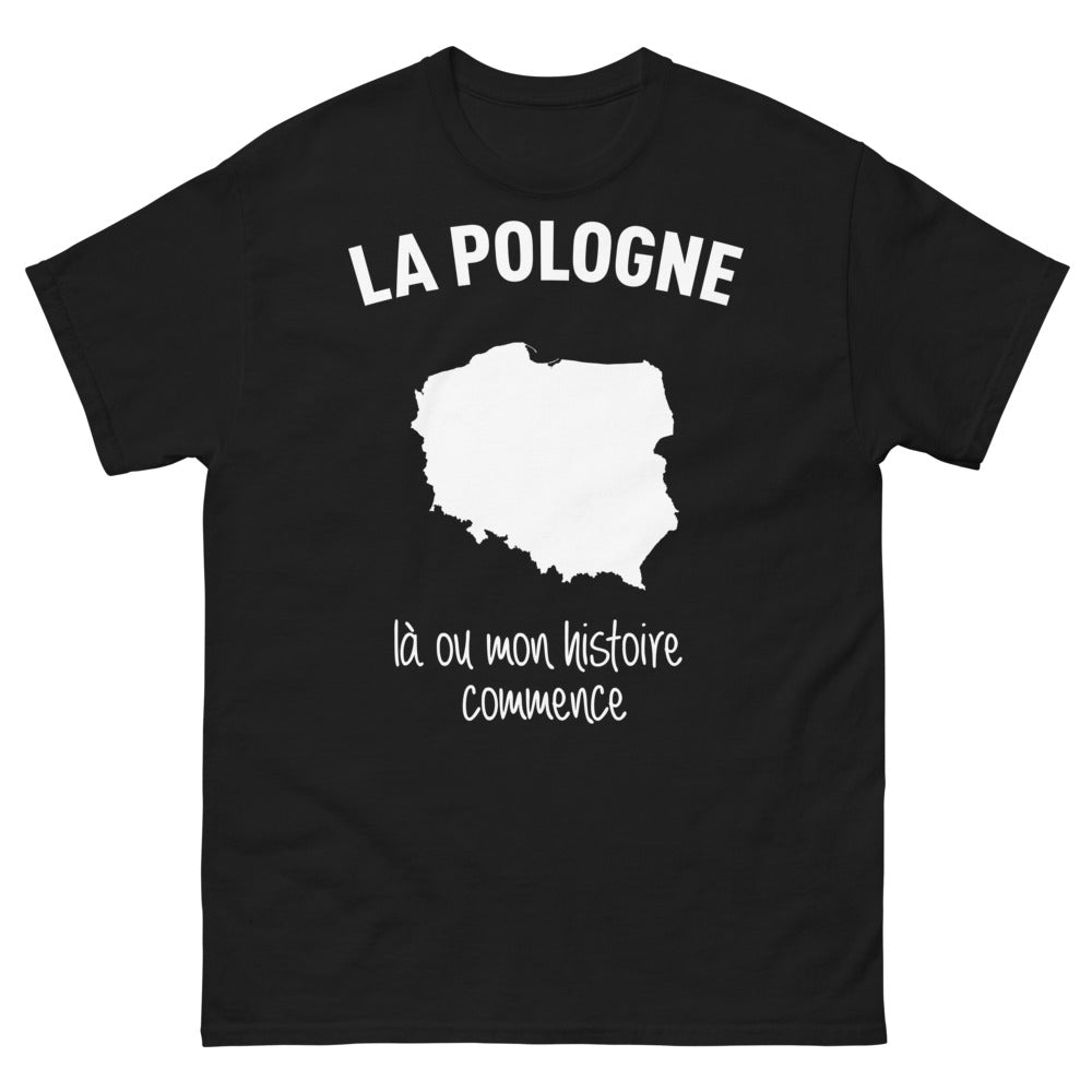 T-shirt Pologne noir - Là où mon histoire commence