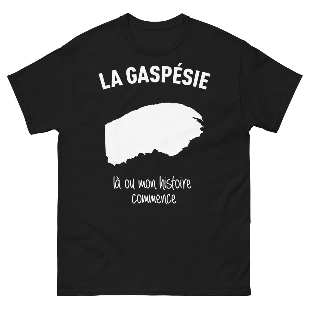 T-shirt Gaspésie noir - Là où mon histoire commence