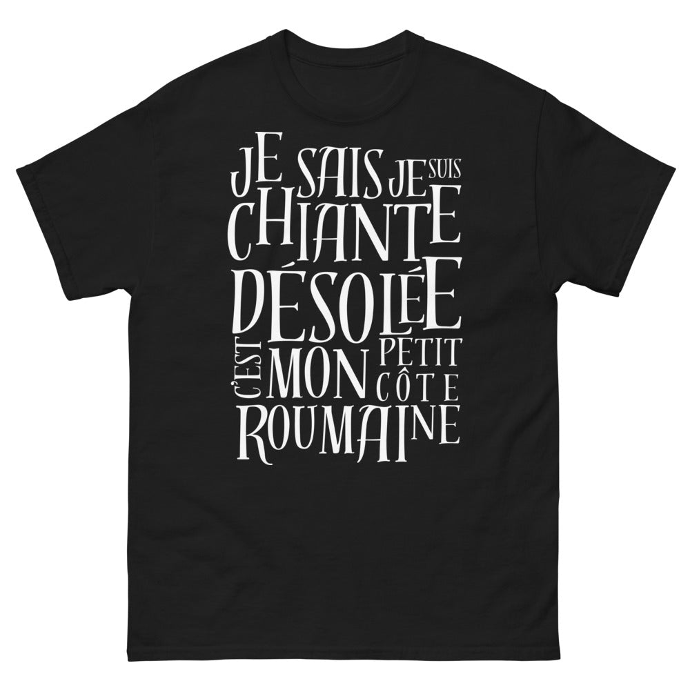 T-shirt roumain noir - je sais, je suis chiante