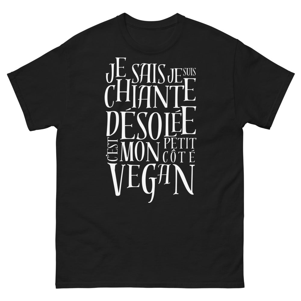T-shirt vegan noir - humour et honnêteté