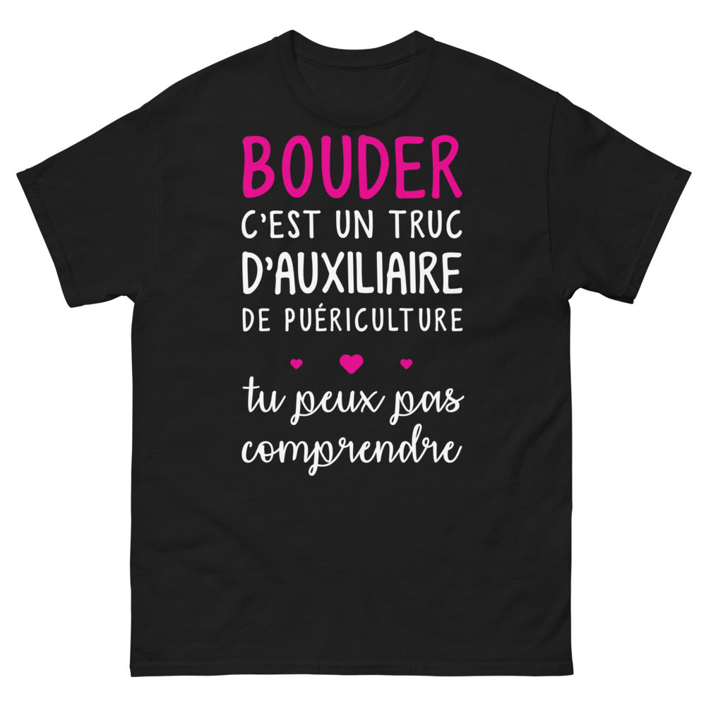 T-shirt auxiliaire de puériculture noir - L'art de bouder