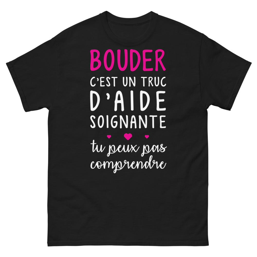 T-shirt aide-soignante noir - bouder, humour d'aide-soignante