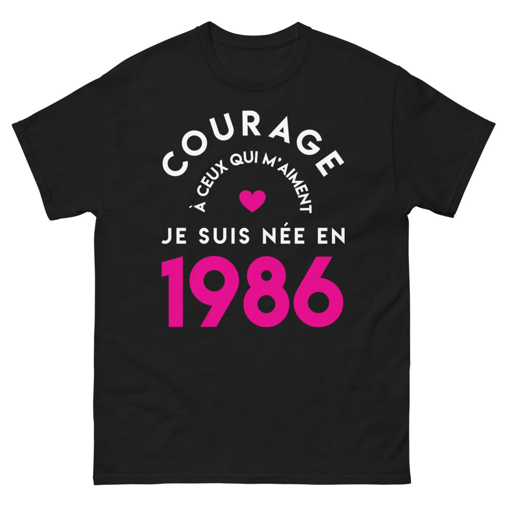 T-shirt 1986 noir - Courage à ceux qui m'aiment