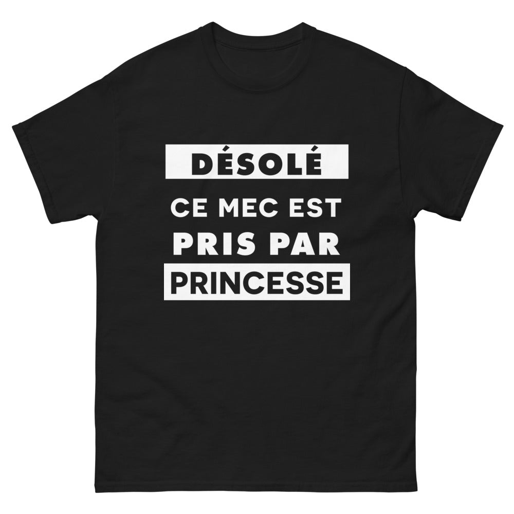 T-shirt Déclaration princesse noir - Désolé, ce mec est pris par une princesse