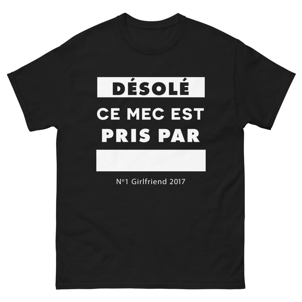 T-shirt romantisme moderne noir - déso ce mec est pris