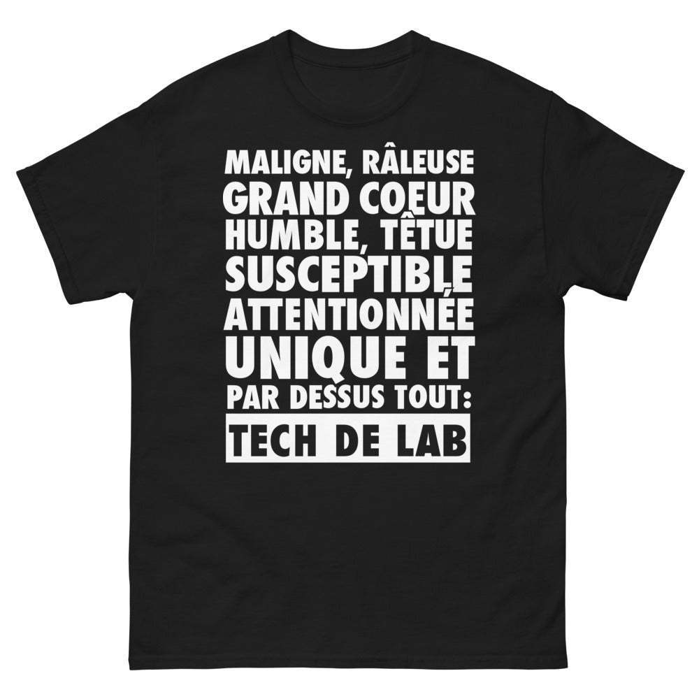 T-shirt Tech du Labo noir - esprit scientifique et attentionnée