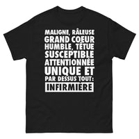 Thumbnail for T-shirt infirmière noir - unique et attentionnée
