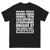 T-shirt infirmière noir - unique et attentionnée