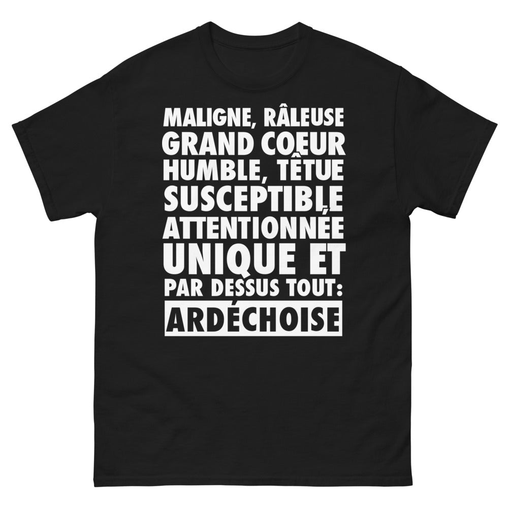 T-shirt Ardèche noir - maligne et unique