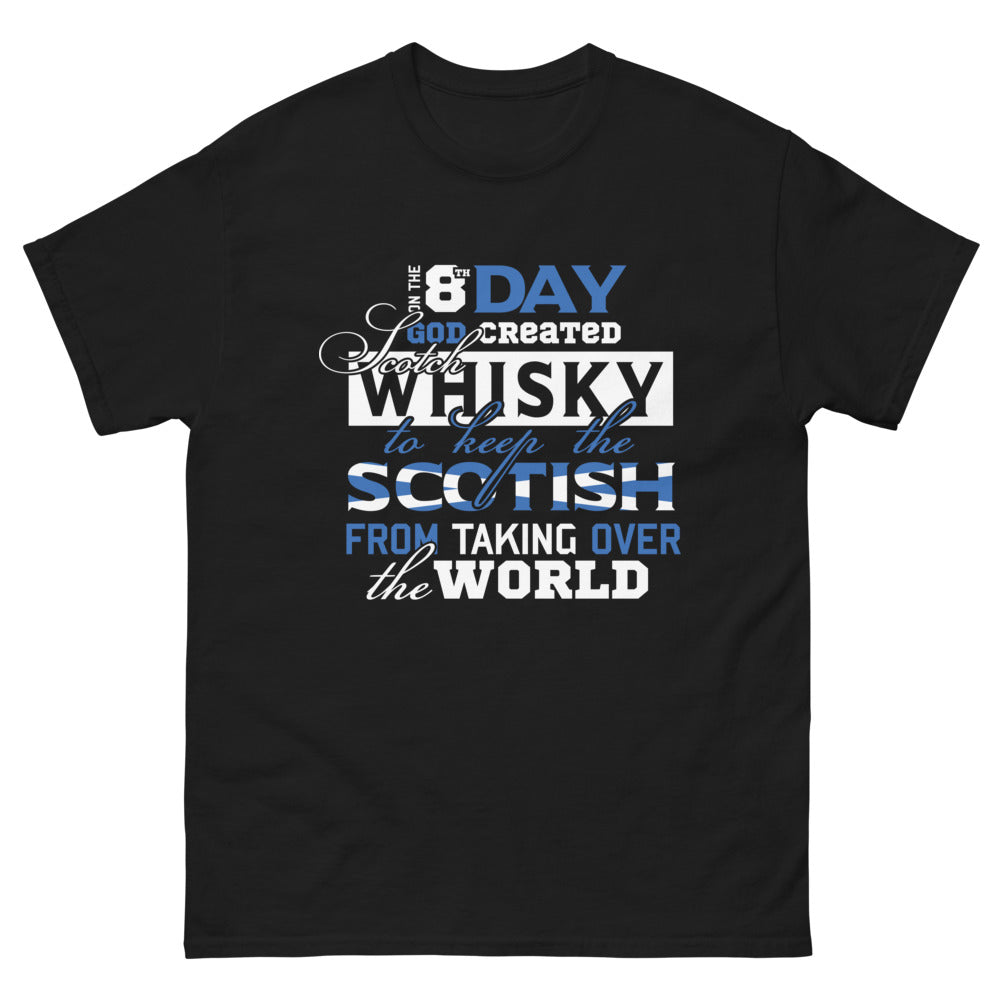 T-shirt Scotch Whisky écossais noir - On the 8th Day God Created Scotch Whisky