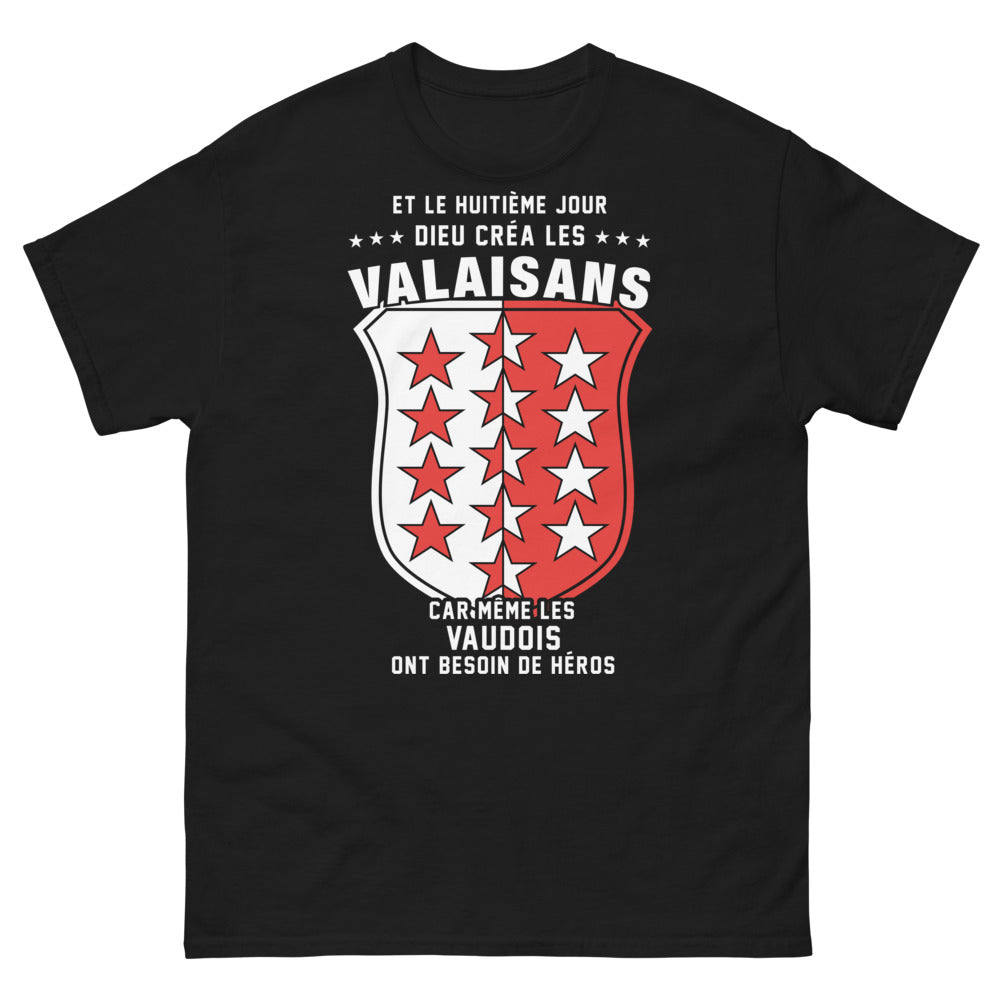 T-shirt Valaisans noir - et le huitième jour, Dieu créa les Valaisans