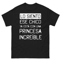 Thumbnail for T-shirt galant et princesse incroyable noir - Désolé, ce garçon est déjà avec une princesse incroyable