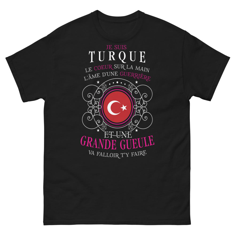 T-shirt Turque noir face - cœur sur la main