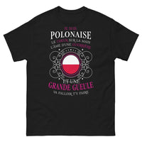 Thumbnail for T-shirt Pologne noir - cœur sur main guerrière et grande gueule