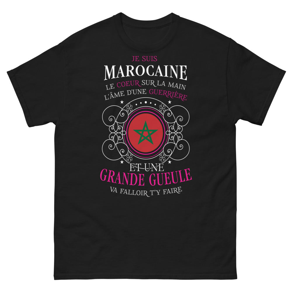 T-shirt Marocain noir - cœur sur la main, grande gueule guerrier