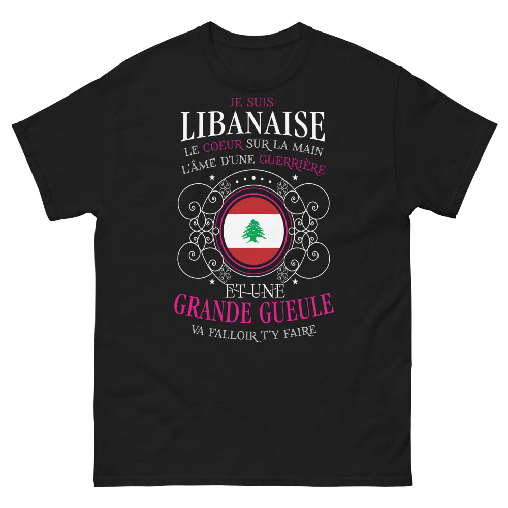 T-shirt Libanais noir face - Guerrière du Cœur