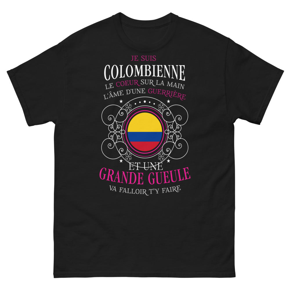 T-shirt Colombie noir face - guerrière et grande gueule