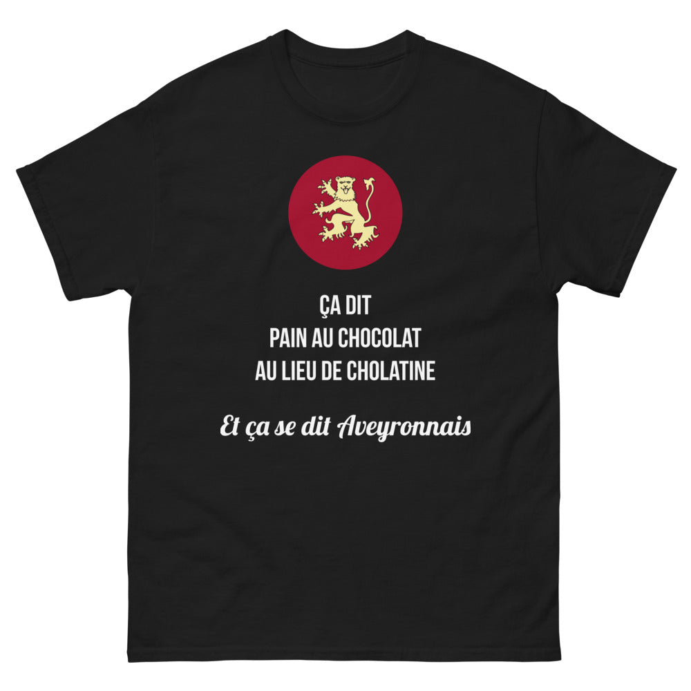 T-shirt Aveyronnais noir - clin d'œil Pain au Chocolat