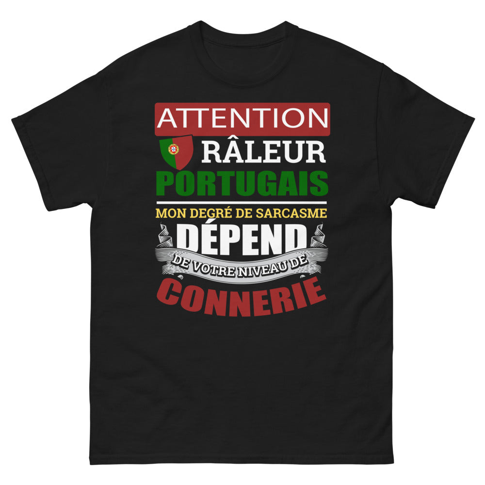 T-shirt Portugais noir - Attention râleur portugais