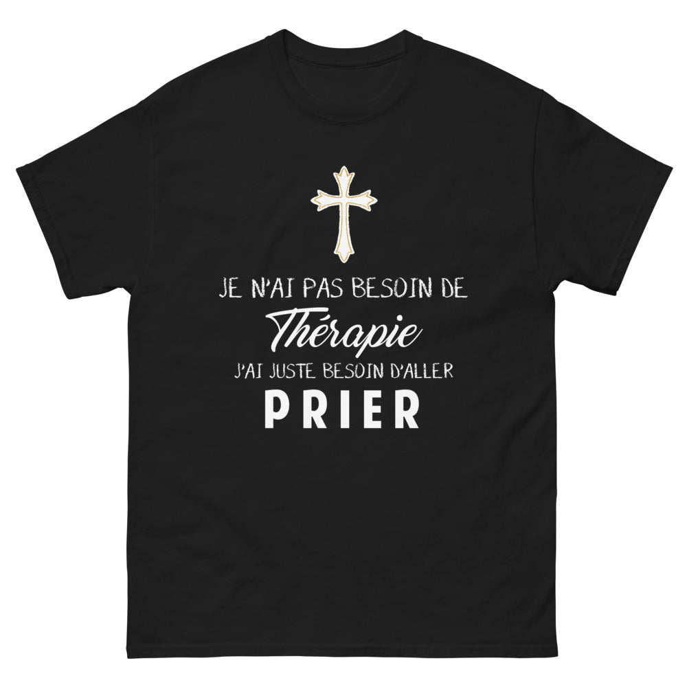 T-shirt foi et prière noir face - je n'ai pas besoin de thérapie