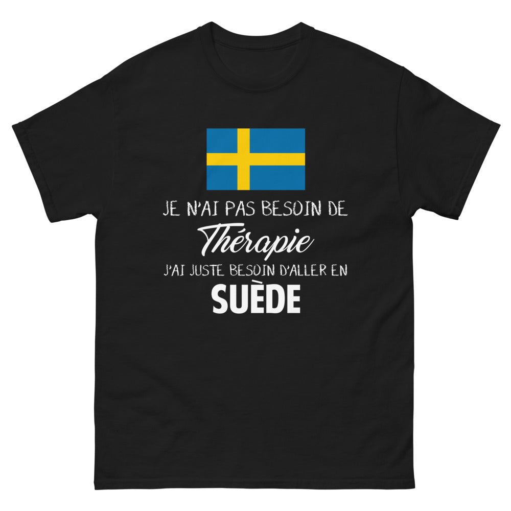 T-shirt Suède noir - Je n'ai pas besoin de thérapie