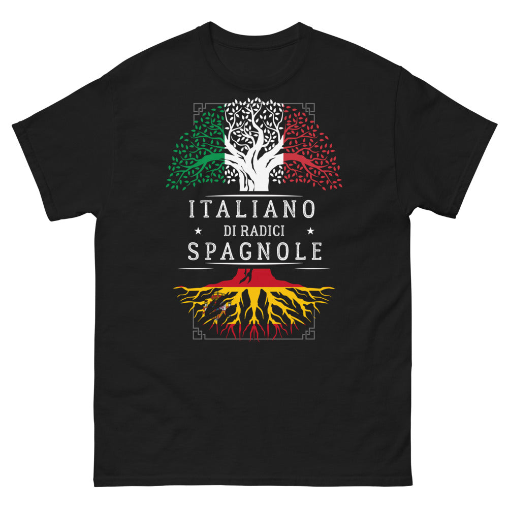 T-shirt radici spagnole italiane noir - racines et fierté