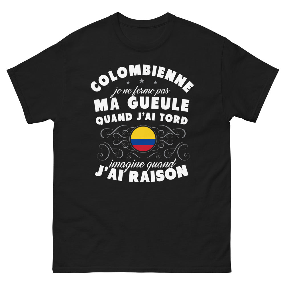 T-shirt Colombienne noir - Je ne ferme pas ma gueule